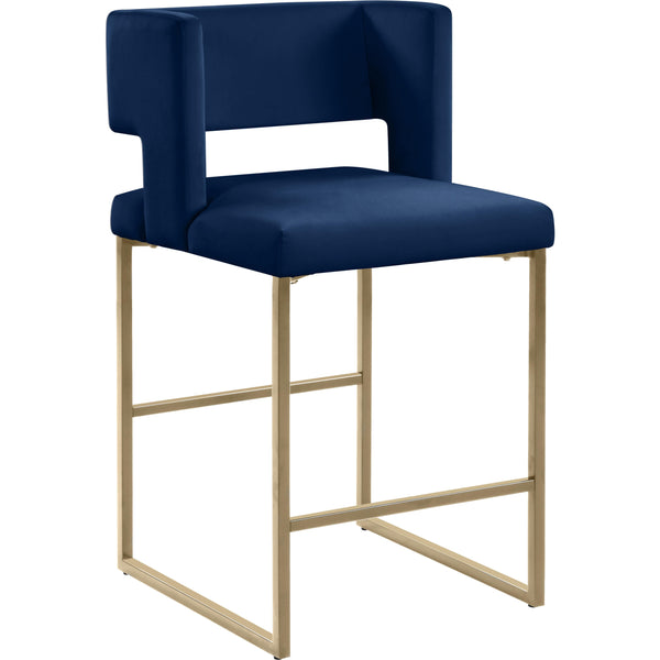 Meridian Caleb Navy Velvet Counter Stool IMAGE 1