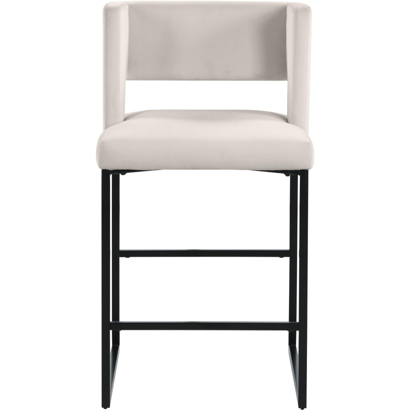 Meridian Caleb Cream Velvet Counter Stool IMAGE 2