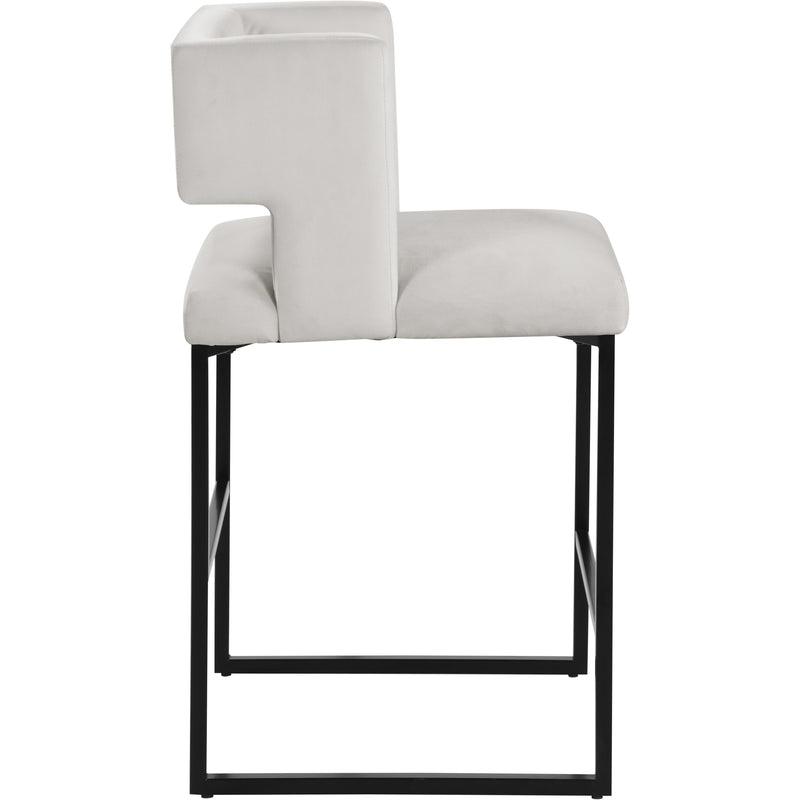 Meridian Caleb Cream Velvet Counter Stool IMAGE 3