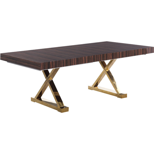 Meridian Excel Brown Zebra Wood Veneer Lacquer Extendable Dining Table (3 Boxes) IMAGE 1