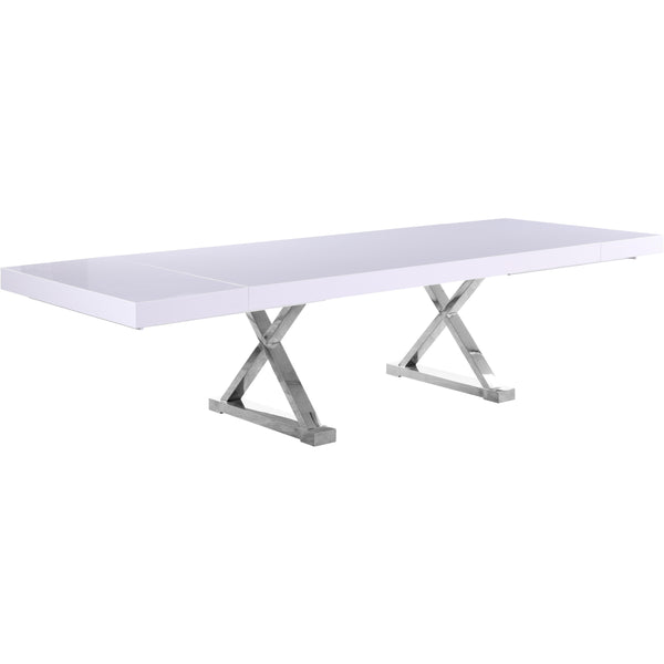 Meridian Excel White Lacquer Extendable Dining Table (3 Boxes) IMAGE 1