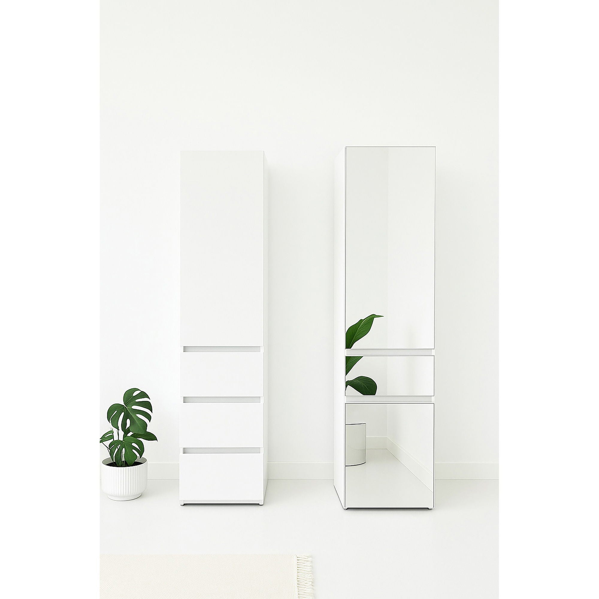 Elise - Modular Closet System With Mirror And Customizable Storage - White