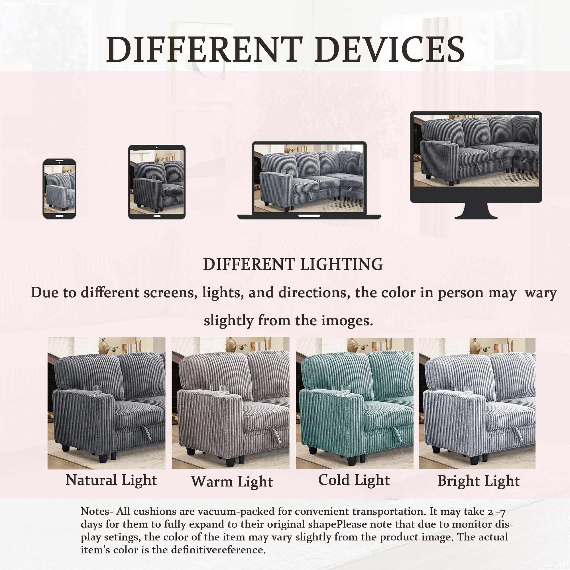L-Shaped Sofa With Pull Out Sofa Bed With USB