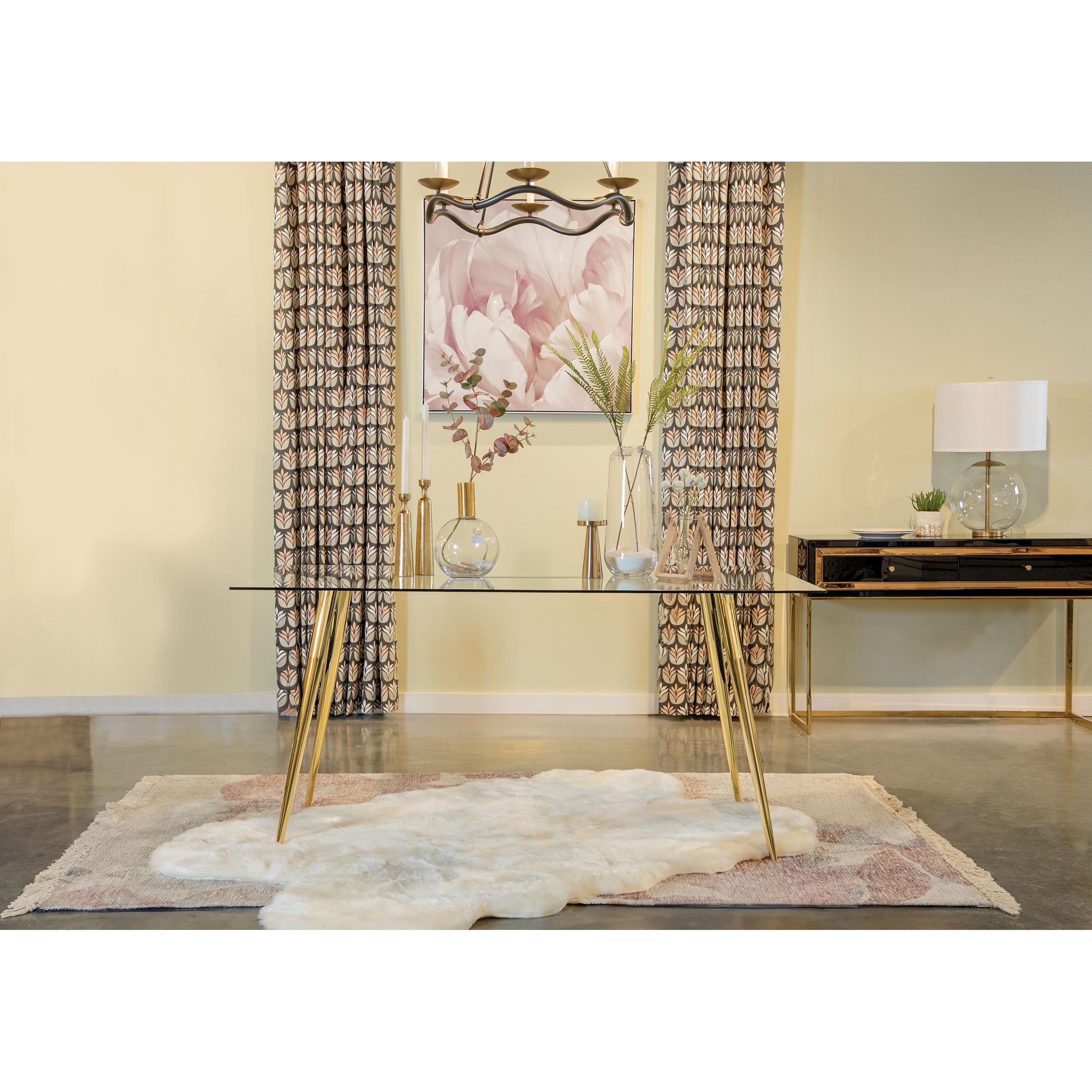 Diamond Modern Furniture COA Gilman Dining Table with Glass Top 190621GLD IMAGE 4