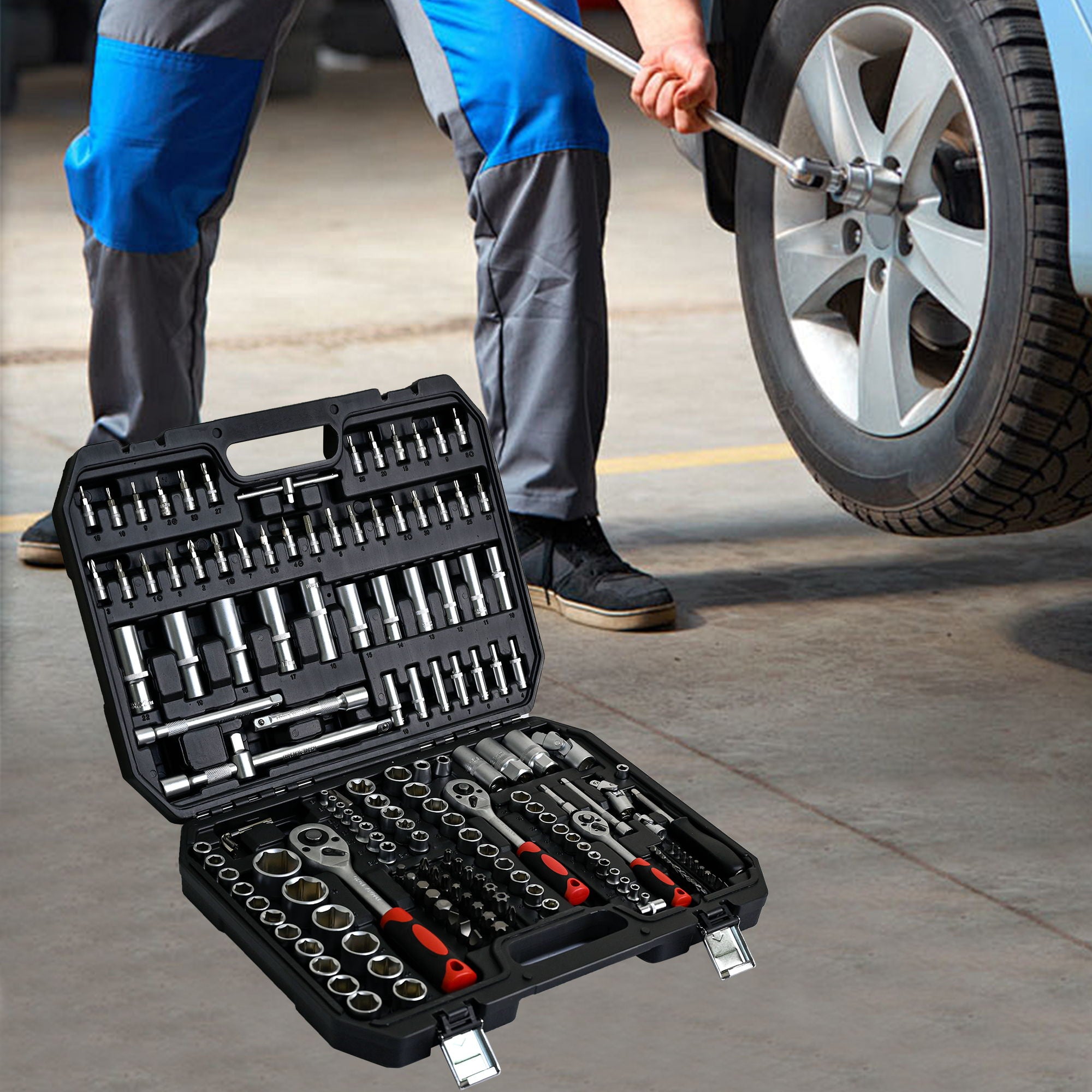 Tool Set Socket And Ratchet Wrench Toolbo 71 Pieces Toolbox Universal Home Car Repair Tool Set For Men Homeowners Diy Enthusiasts And Mechanics - Black
