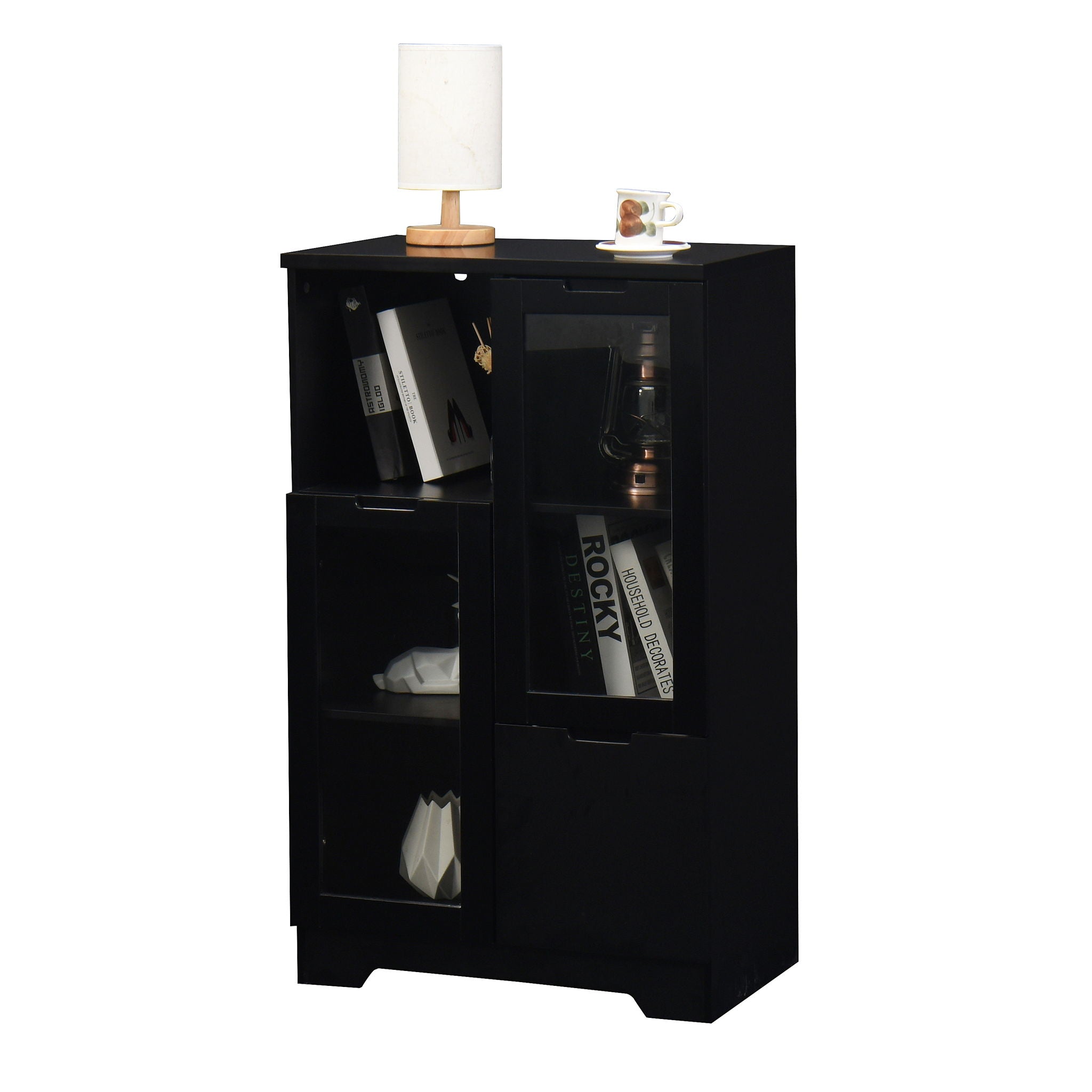 Modern Cabinet With Glass Doors And Drawer