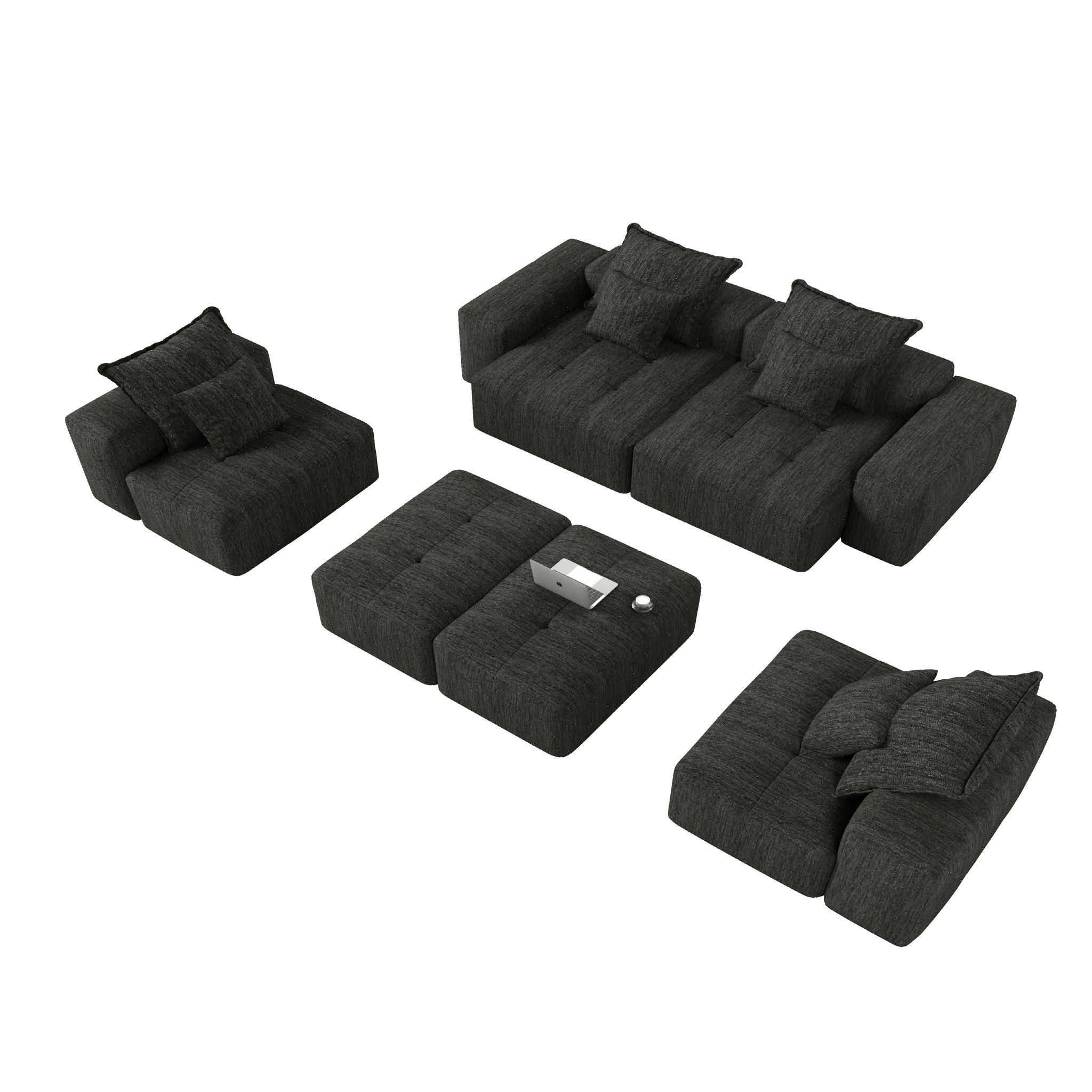 Modern Oversized Diy Combination Modular Sectional Sofa With Pillows