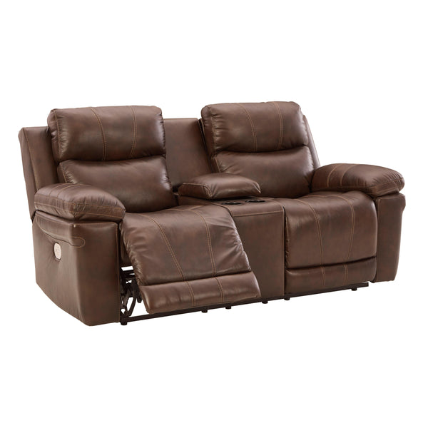 Signature Design by Ashley Edmar Power Reclining Leather Match Loveseat with Console U6480518 IMAGE 1