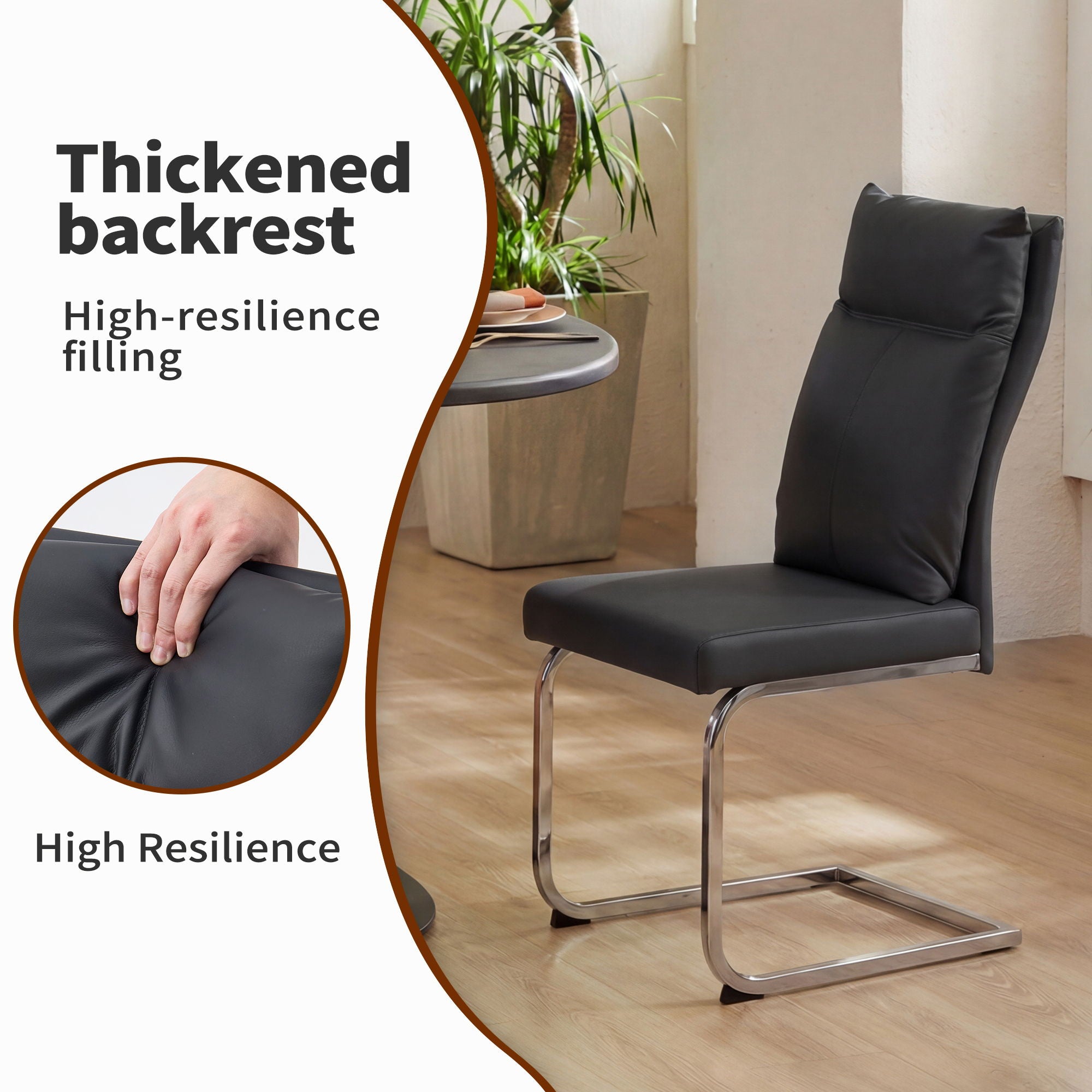 Modern Dining Chair SetWith Soft Cushion Backrest (2 Pieces)