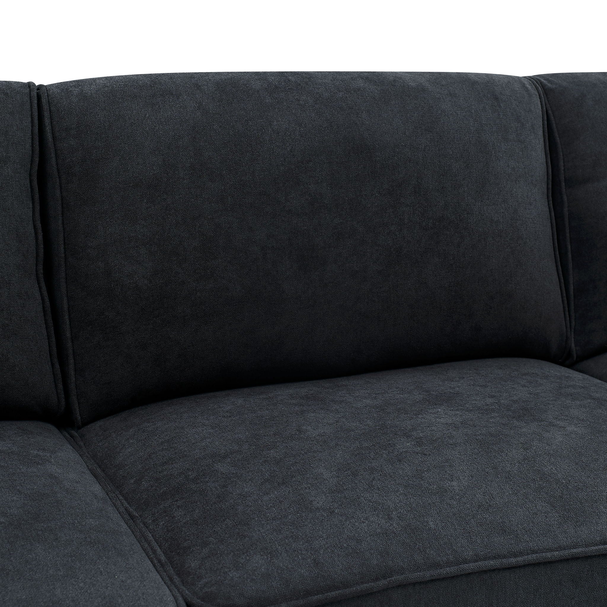 Upholstered Modular Sectional, Customizable Layout, Removable Cushions - Black