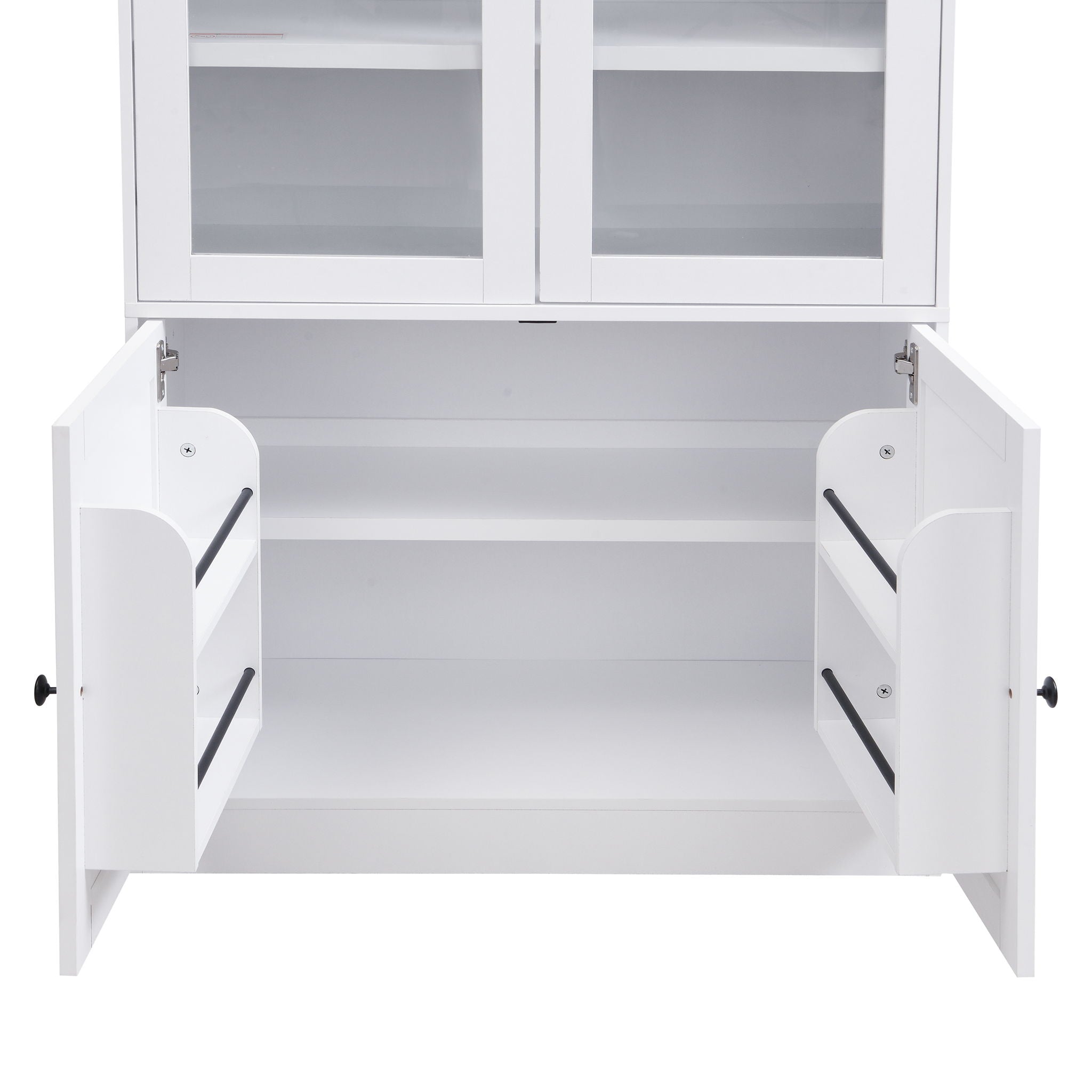 Tall Arched Top Storage Cabinet With 5 Tier Shelves, Soft Close Hinges