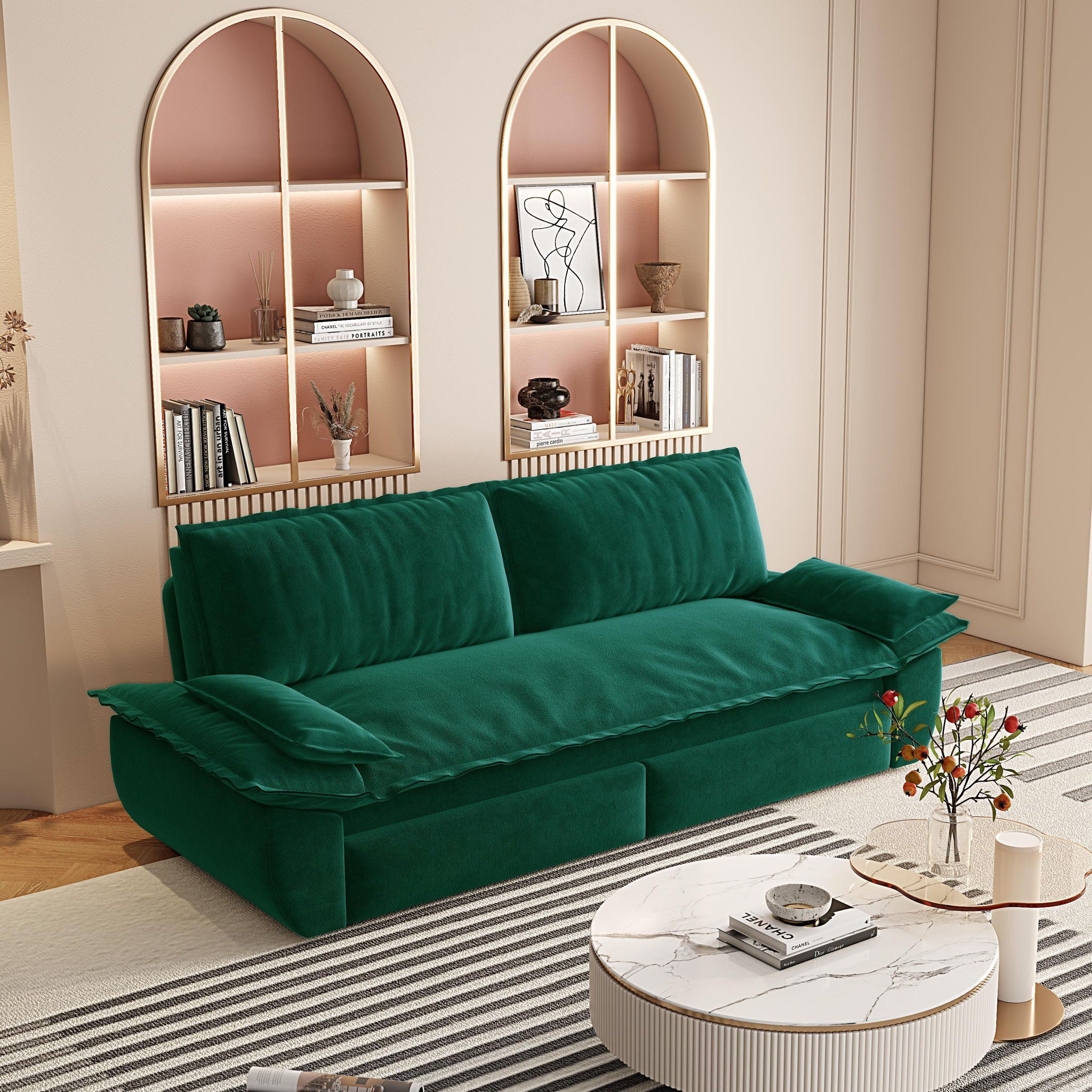Queen Pull Out 3 In 1 Convertible Sleeper Sofa, Multi-Functional
