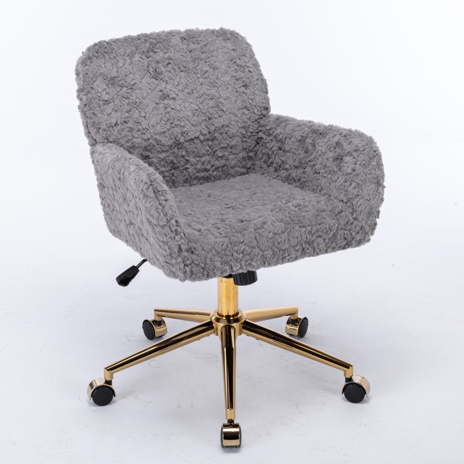 Office Chair, Artificial Rabbit Hair Home Office Chair With Metal Base, Adjustable Desk Chair Swivel Office Chair, Vanity Chair