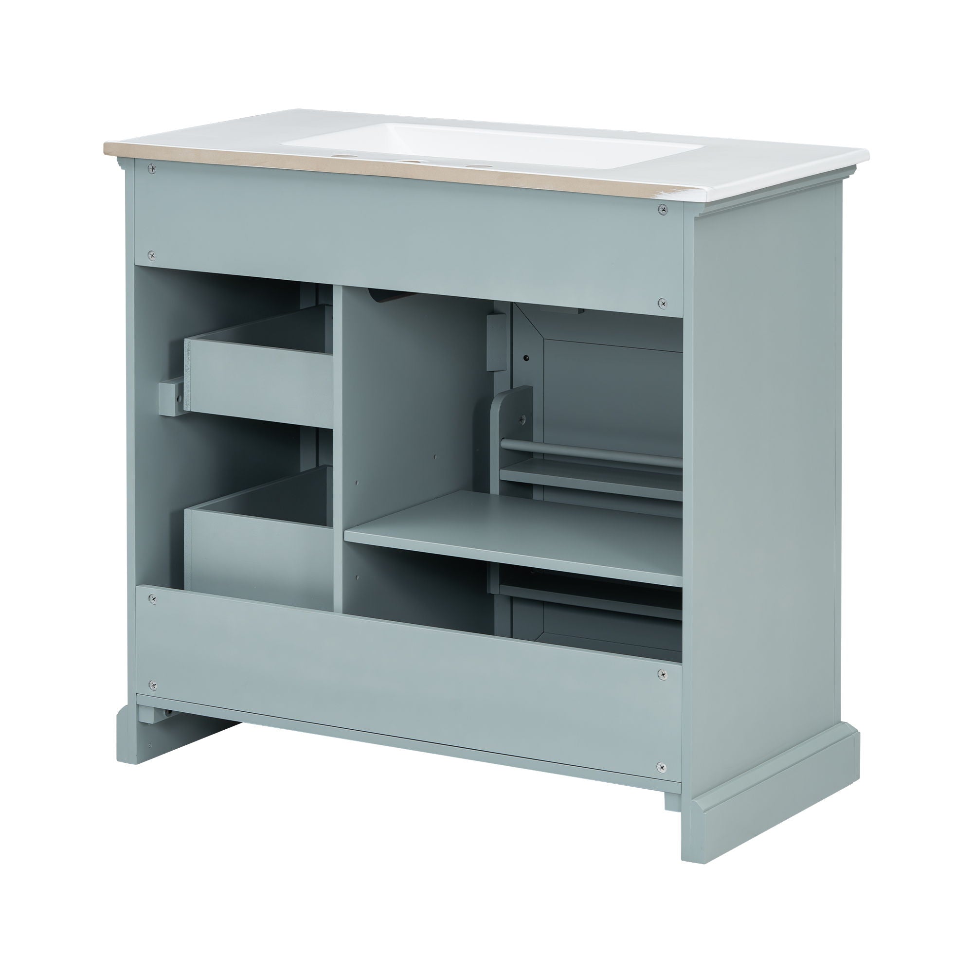 36" Bathroom Vanity With Sink, 2 Tip Out Drawers, Soft Close Hinges