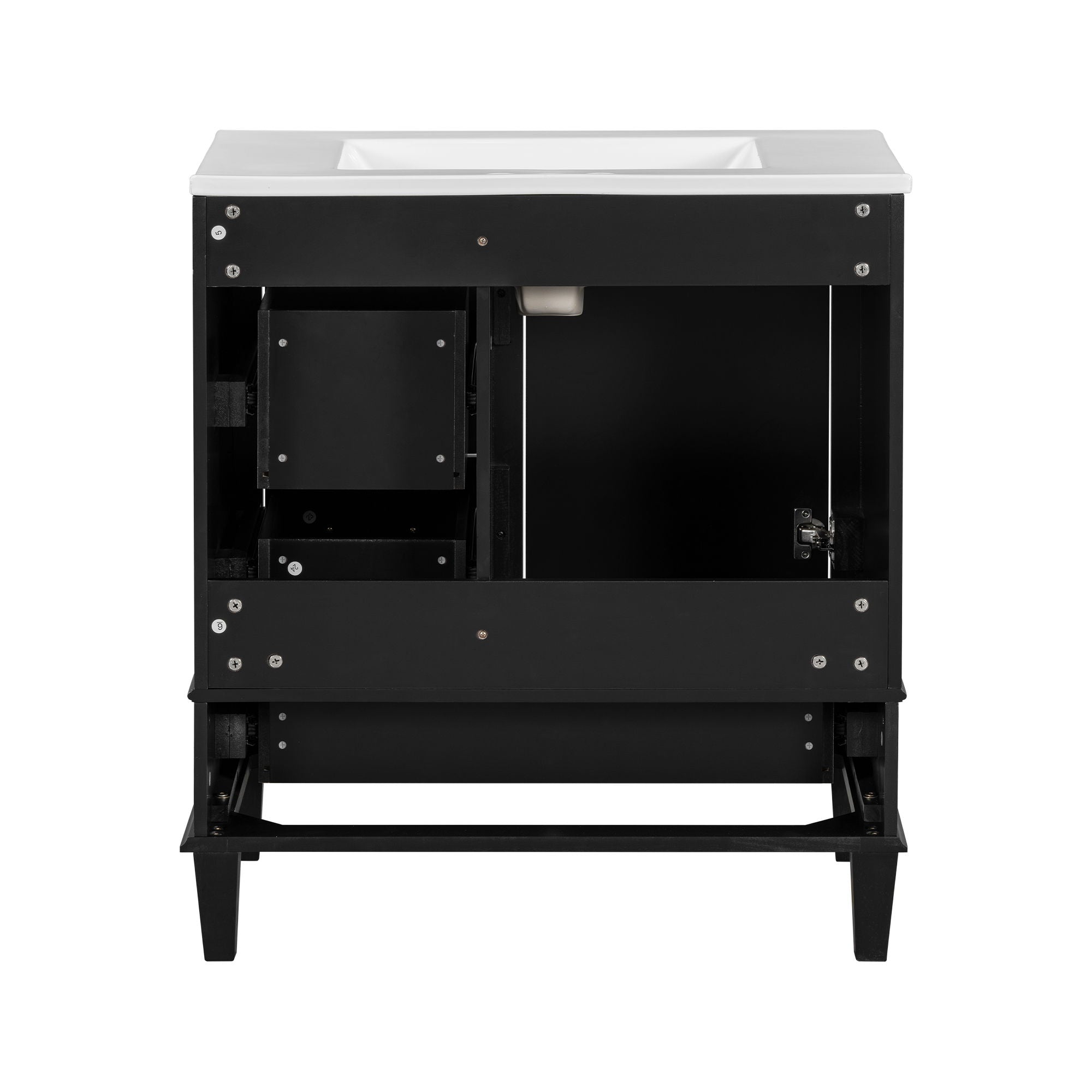 Bathroom Vanity & Tall Storage Cabinet Set With Doors, Adjustable Shelves, Soft Close Hinges, Sink
