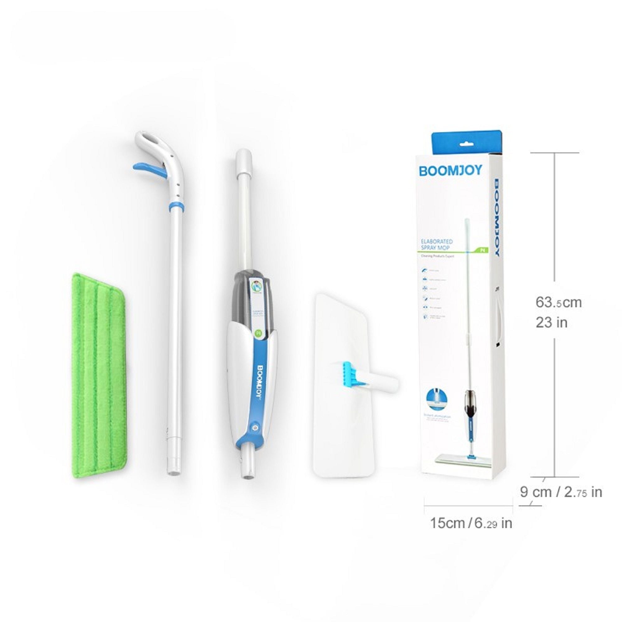 Superfine Fiber Washable Mat Spray Mop With 300Ml Reusable Bottle For Various Floors - Blue