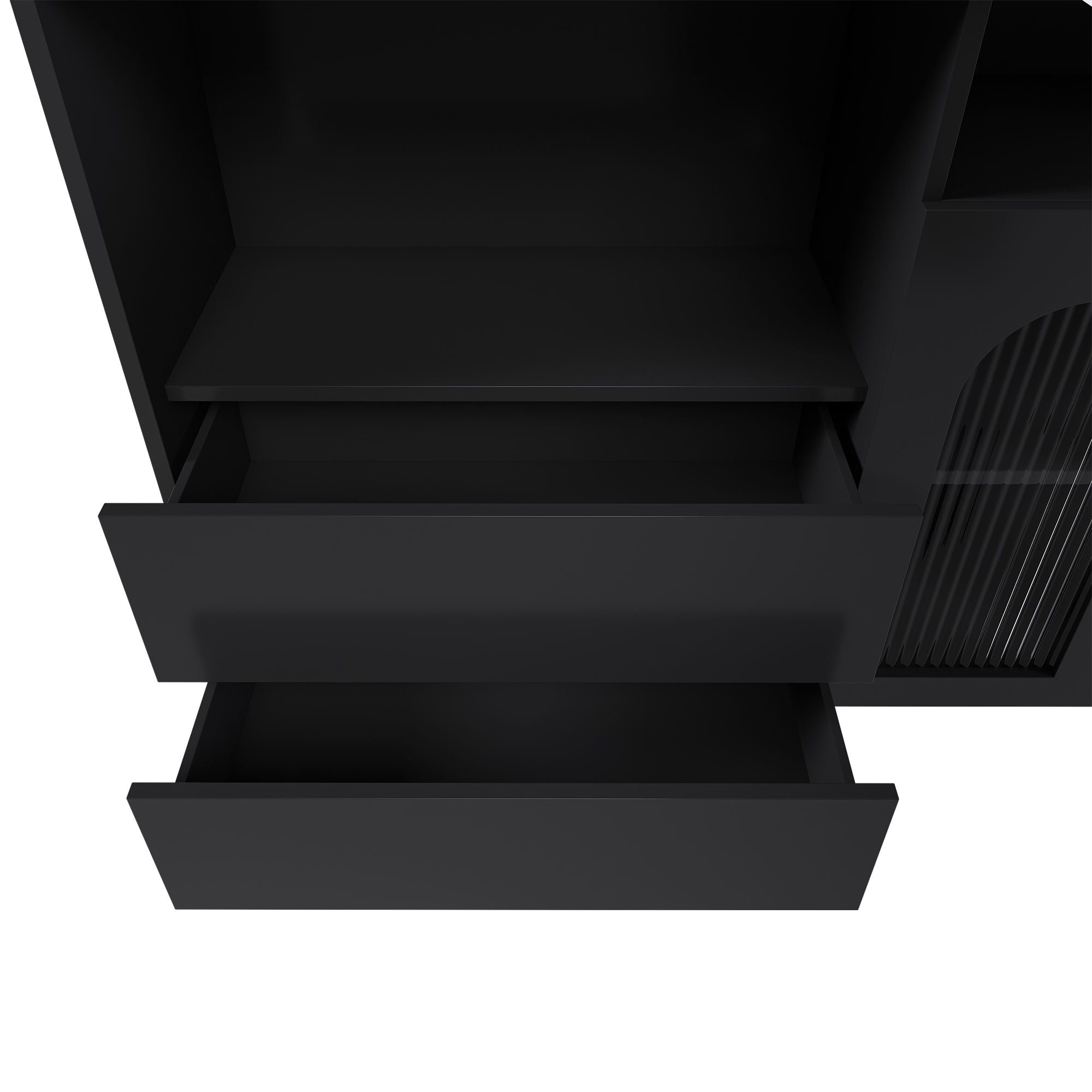 Retro Kitchen Island Set With Chairs, Extendable & Rotating Table, 4 Drawers & Door Cabinets