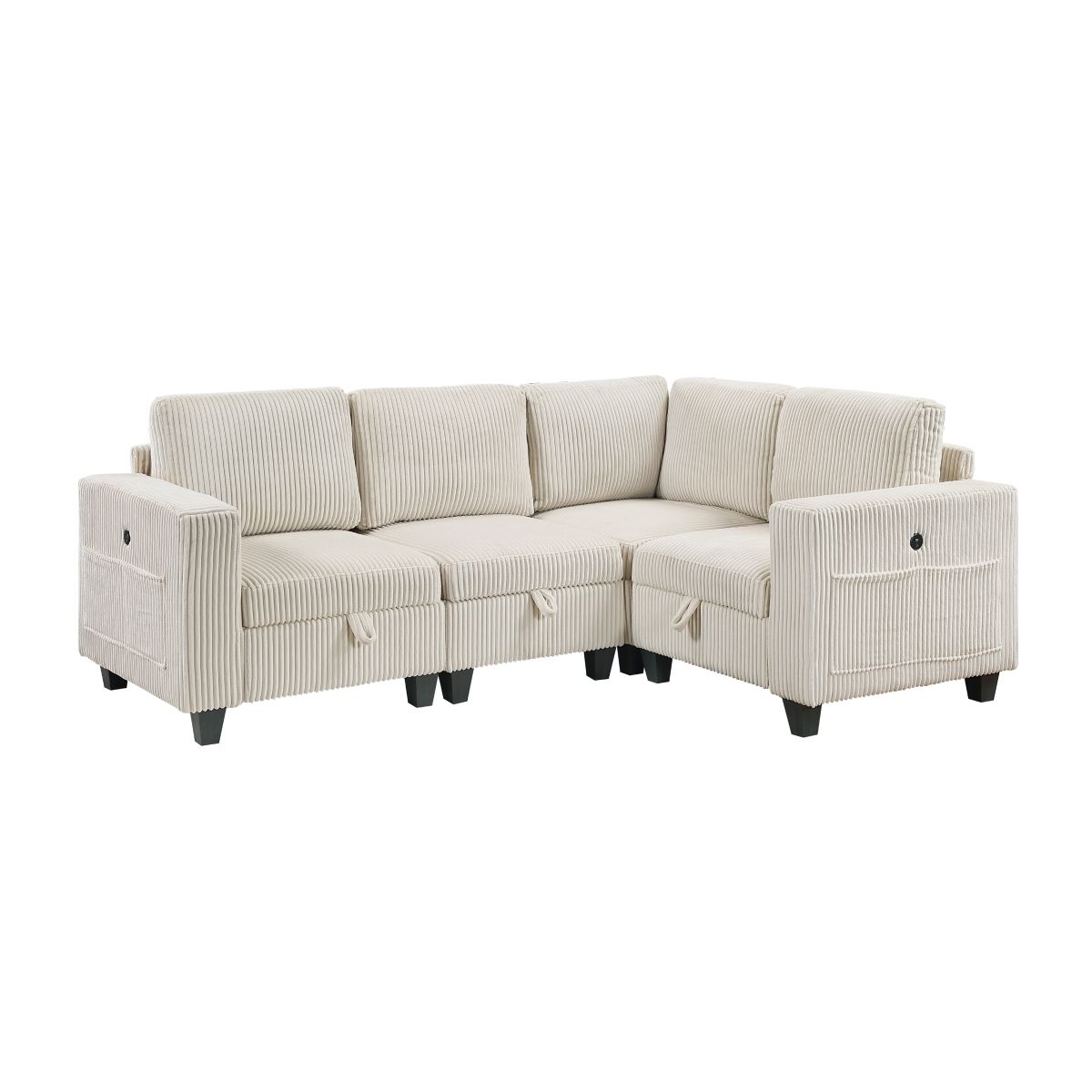 Walterboro - Sectional With Storage, Storage Pouches And Charging Ports