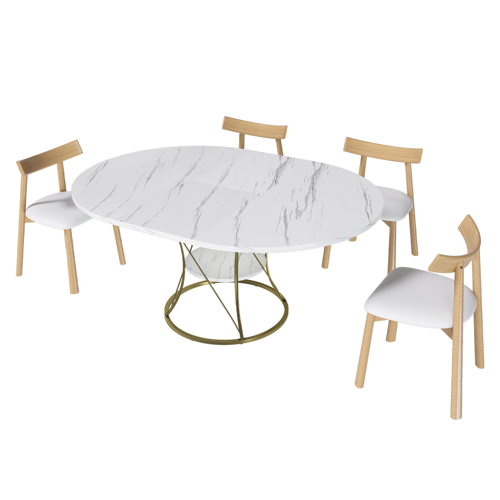 Round Extendable Dining Table Set With Chairs