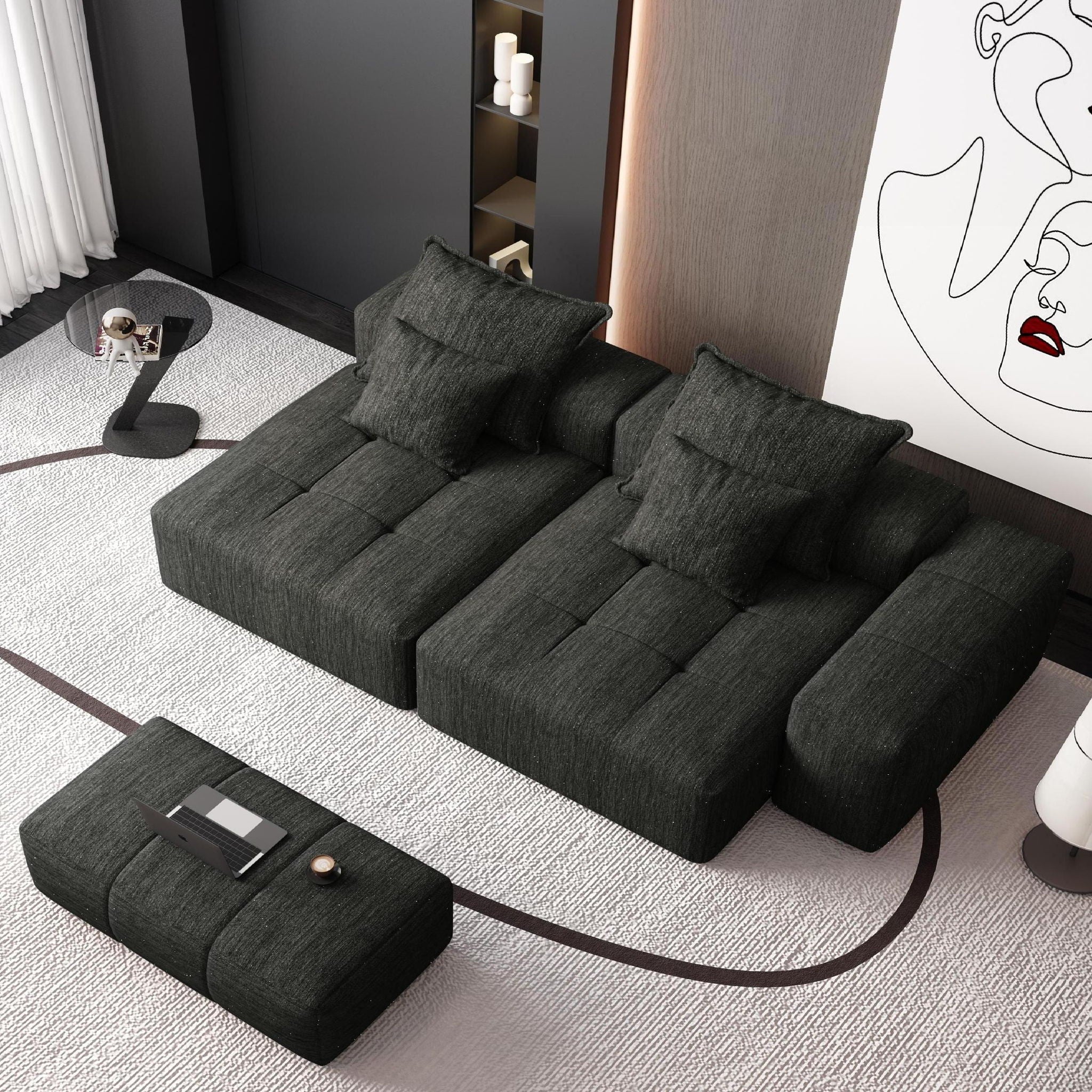 Modern Oversized Diy Combination Modular Sectional Sofa With Pillows