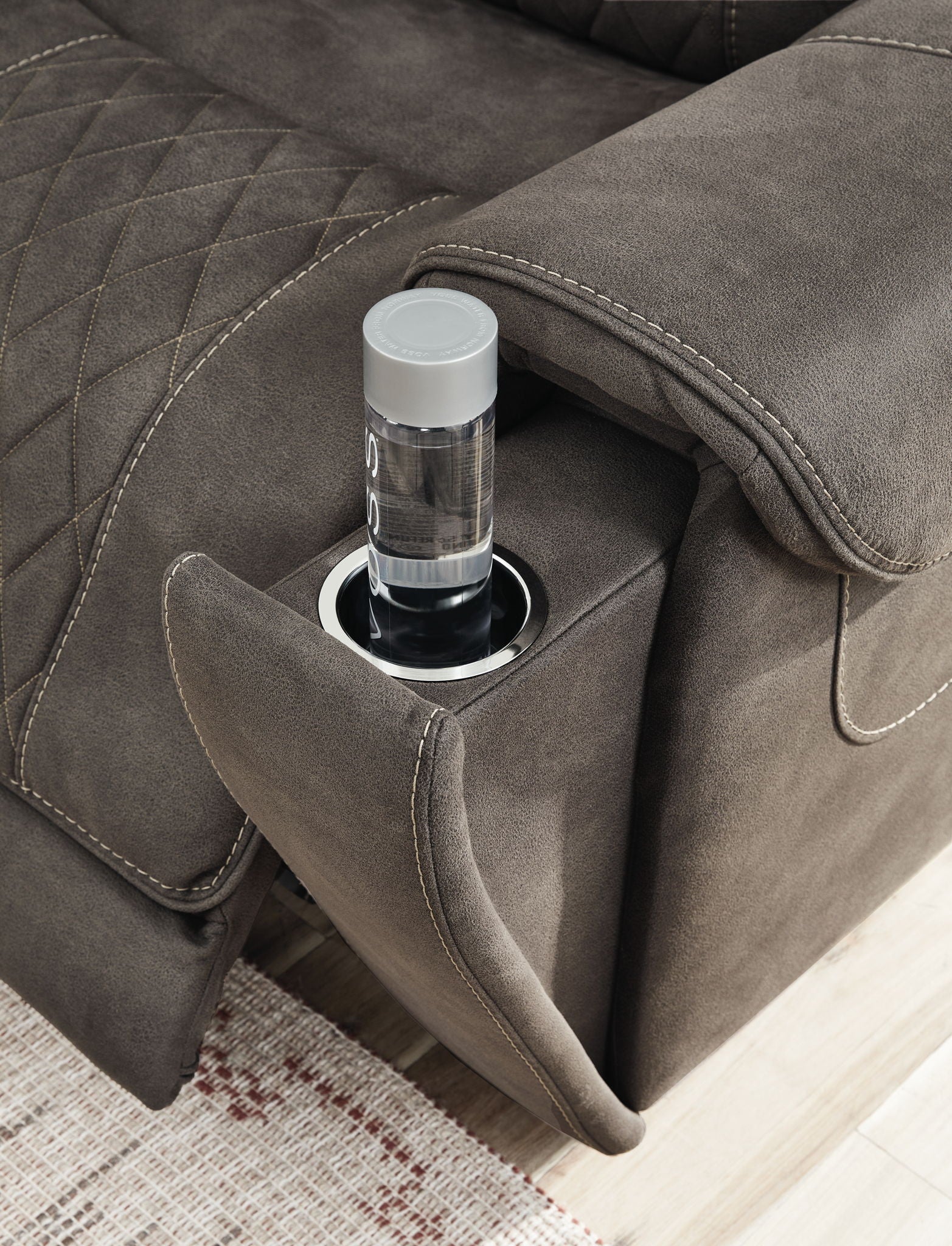 Hoopster - Zero Wall Power Recliner with Console 6 Pc Sectional - Gunmetal