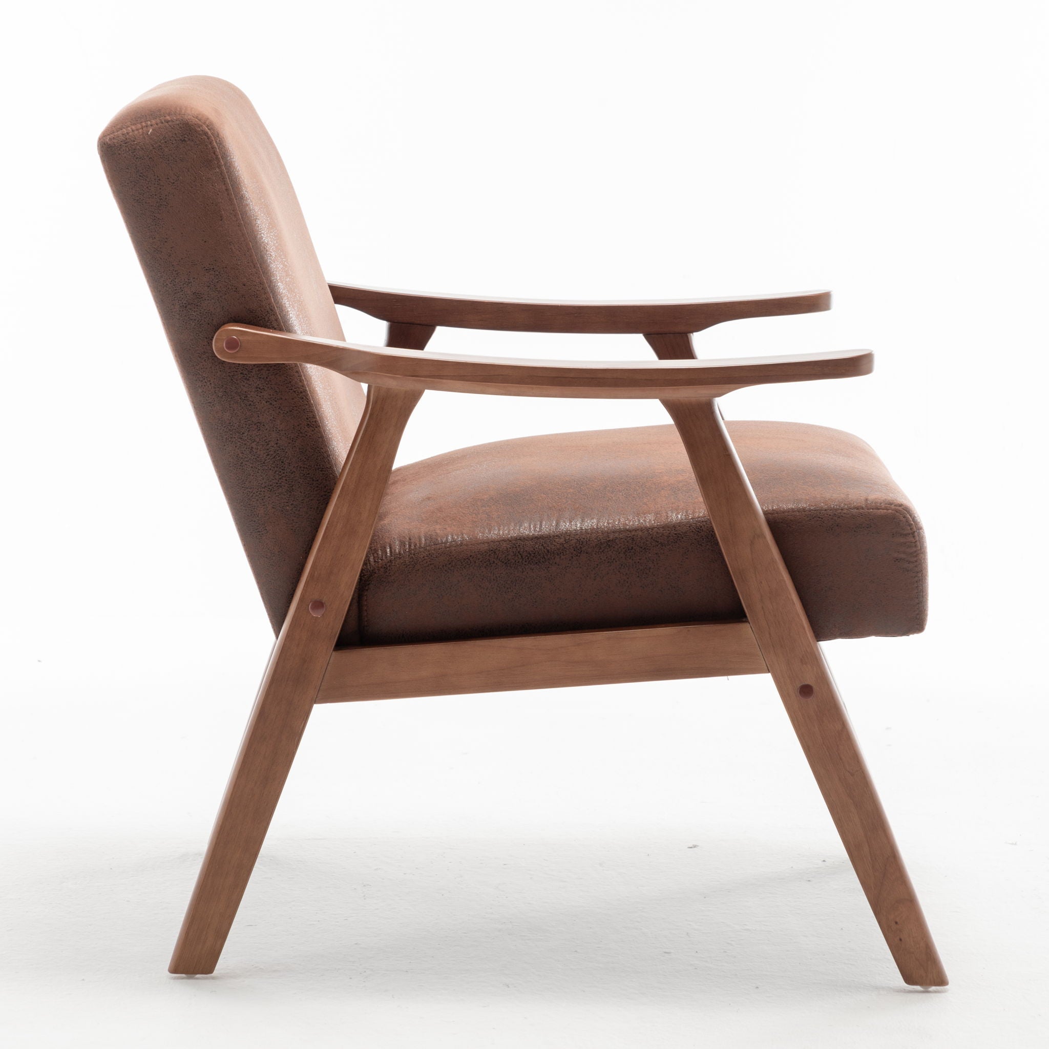 Mid Century Modern Accent Chair With Solid Wood Frame And Extra Thick Backrest