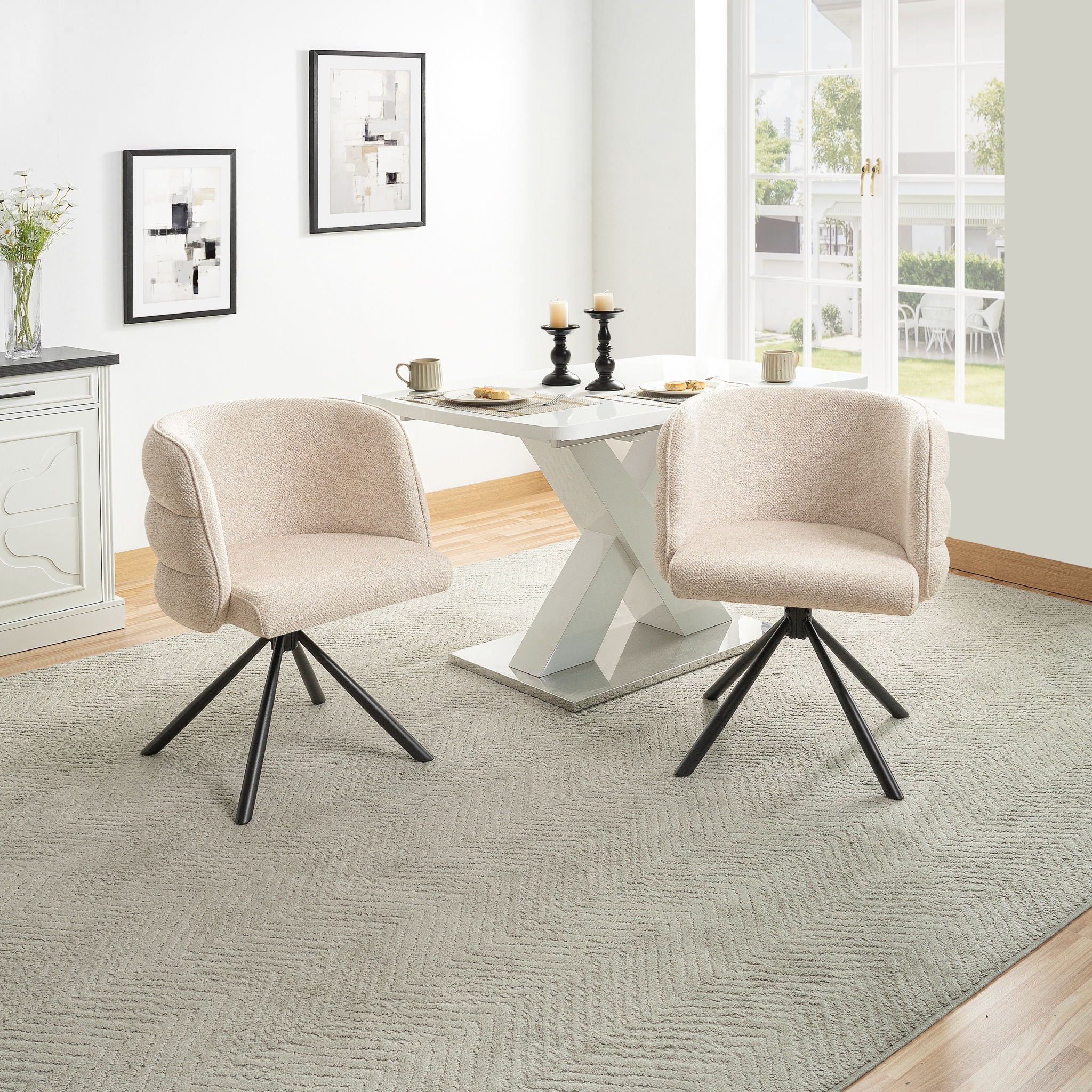 270 Degree Swivel Upholstered Desk Chairs (Set of 2)