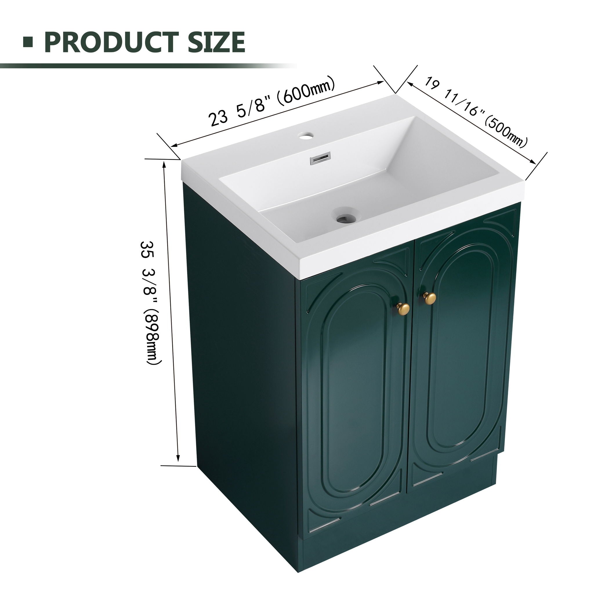 Contemporary Freestanding Bathroom Vanity With Resin Sink & Soft-Close Cabinet Doors