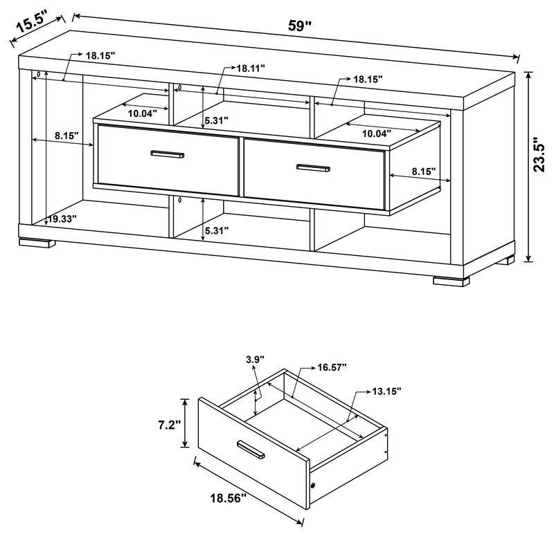 Darien 2-drawer Engineered Wood 59-inch TV Stand Cappuccino