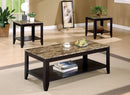 Flores  Faux Marble Top Coffee Table Set Cappuccino