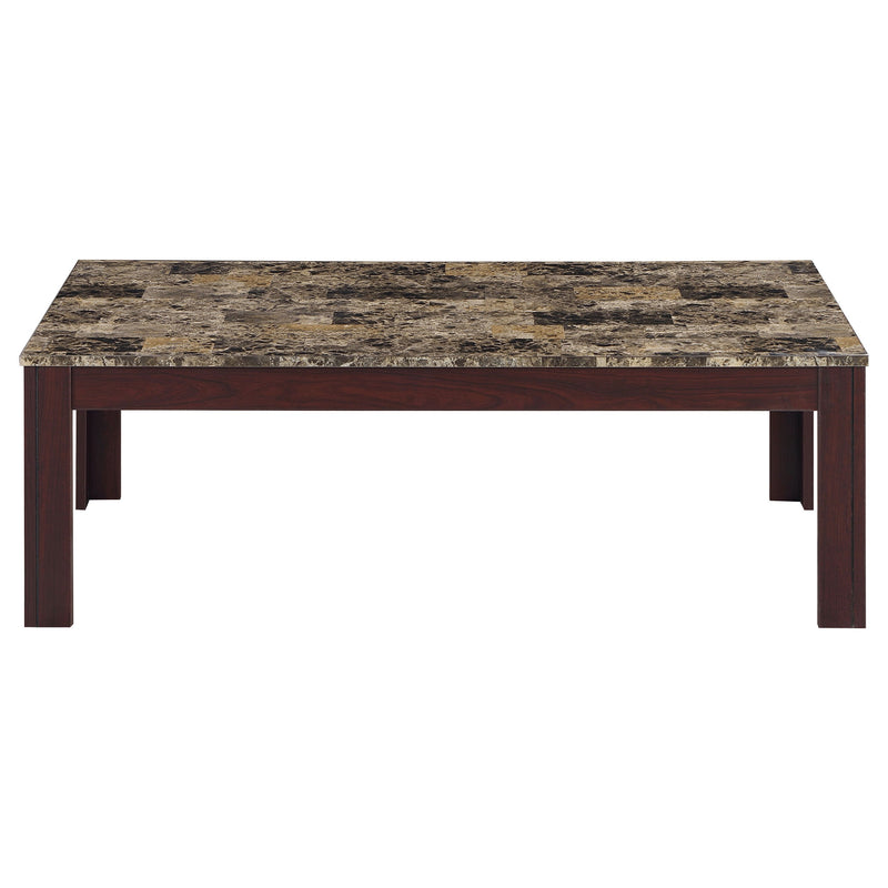 Rhodes  Faux Marble Top Coffee Table Set Brown