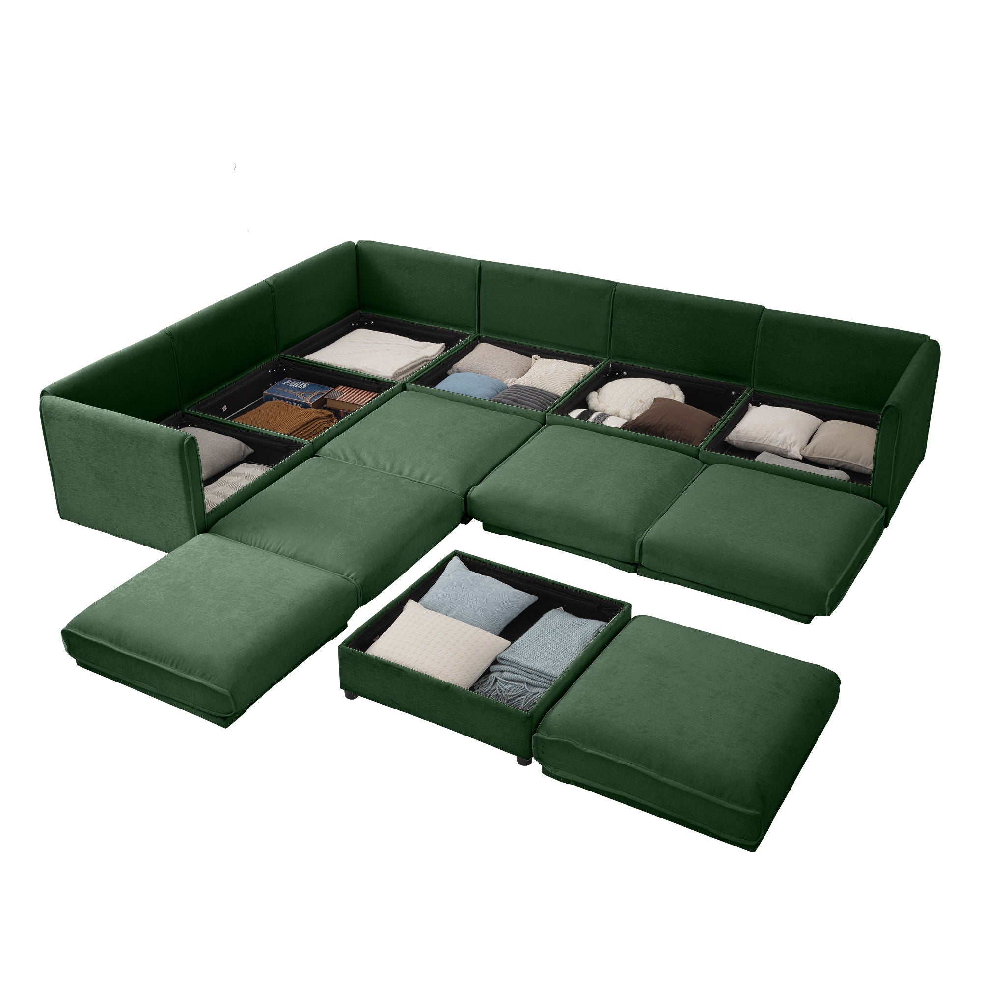 Contemporary Elegant Sofa With Storage And Ottoman