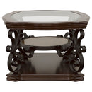 Laney  Glass Top Coffee and End Table Set Dark Merlot