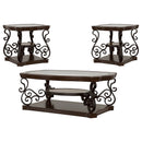 Laney  Glass Top Coffee and End Table Set Dark Merlot