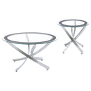Brooke  Round Coffee and End Table Set Chrome