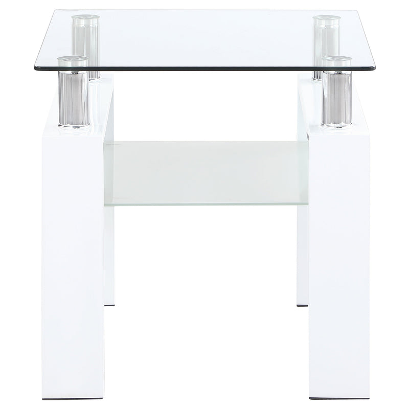 Dyer 1-shelf Square Glass Top Side End Table Black