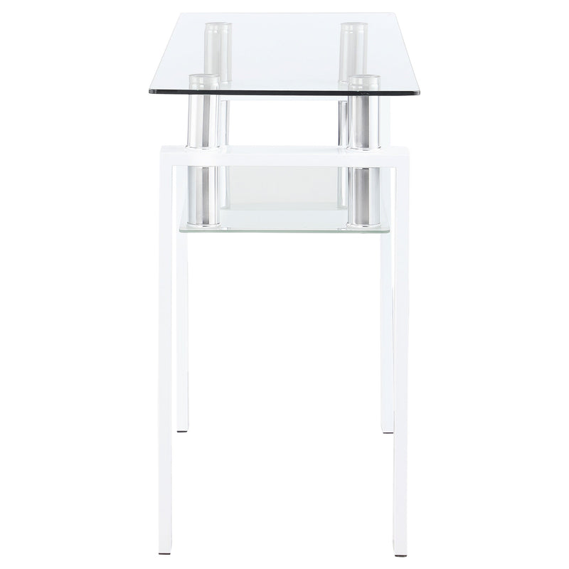 Dyer Rectangular Glass Top Entryway Sofa Console Table Black
