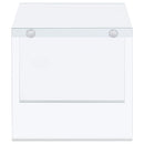 Opal Square Glass Frame Side End Table White High Gloss