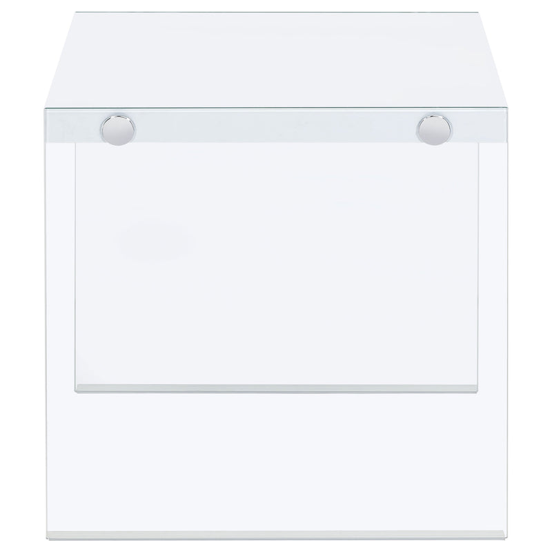 Opal Square Glass Frame Side End Table White High Gloss