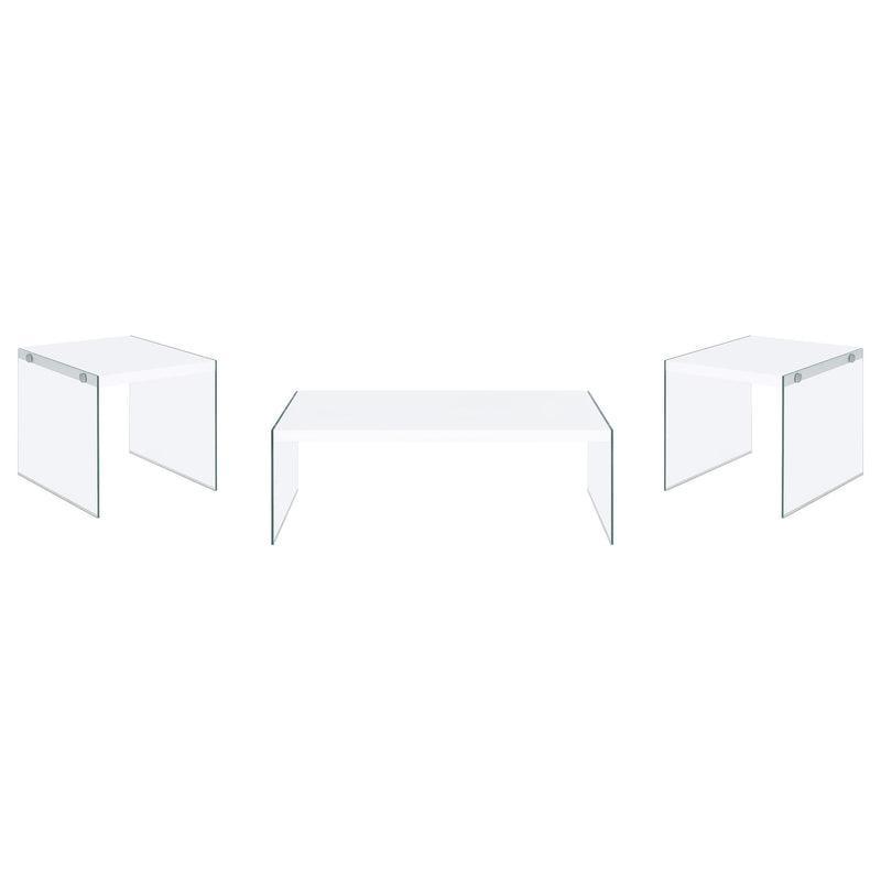 Opal Coffee and End Table Set White High Gloss