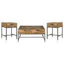 Stephie  Square Coffee and End Table Set Honey Brown