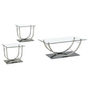 Danville Glass Top Coffee and End Table Set Chrome
