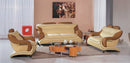 7055 Modern Cream and Camel Leather Sofa Set