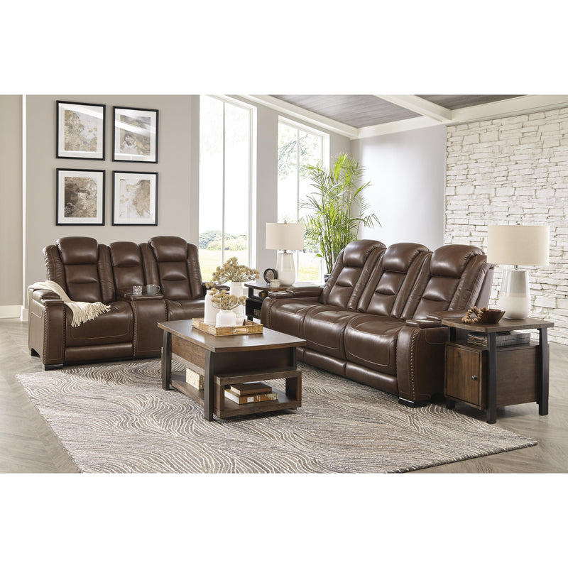 Signature Design by Ashley The Man-Den Power Reclining Leather Match Loveseat with Console U8530618 IMAGE 12