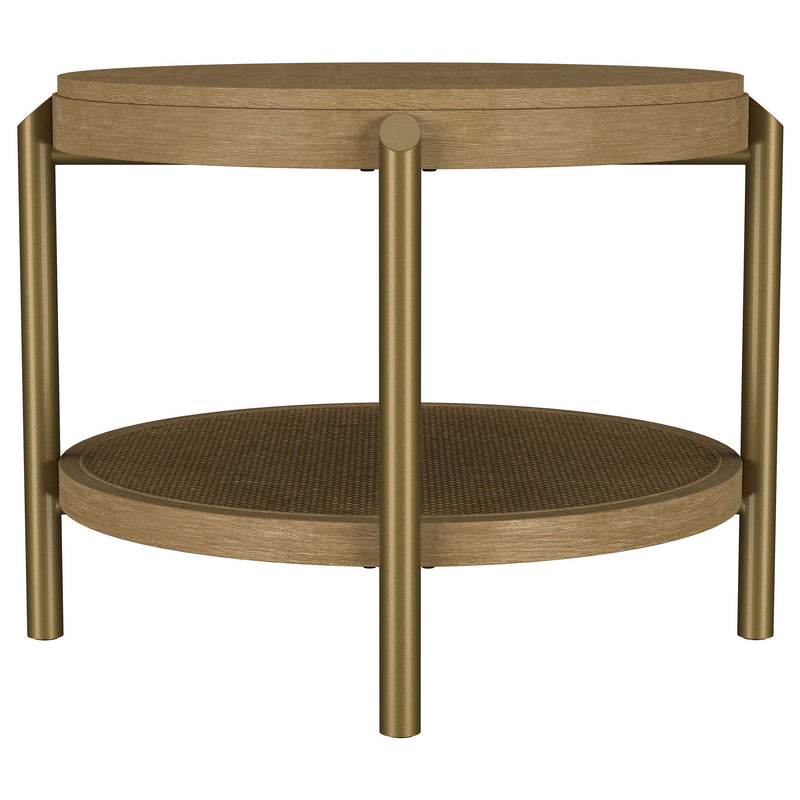 Arini Round End Side Table With Storage Shelf Black