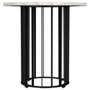 Haven Round Genuine White Marble Top End Side Table Black