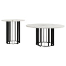 Haven  Round Marble Coffee and End Table Set Black