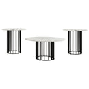 Haven  Round Marble Coffee and End Table Set Black