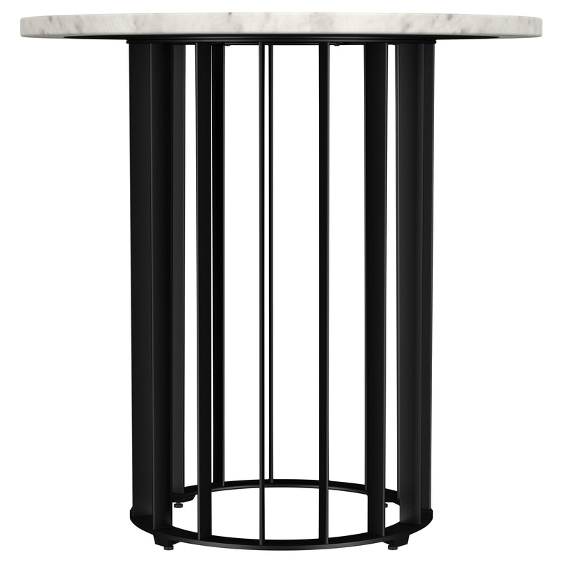 Haven  Round Marble Coffee and End Table Set Black