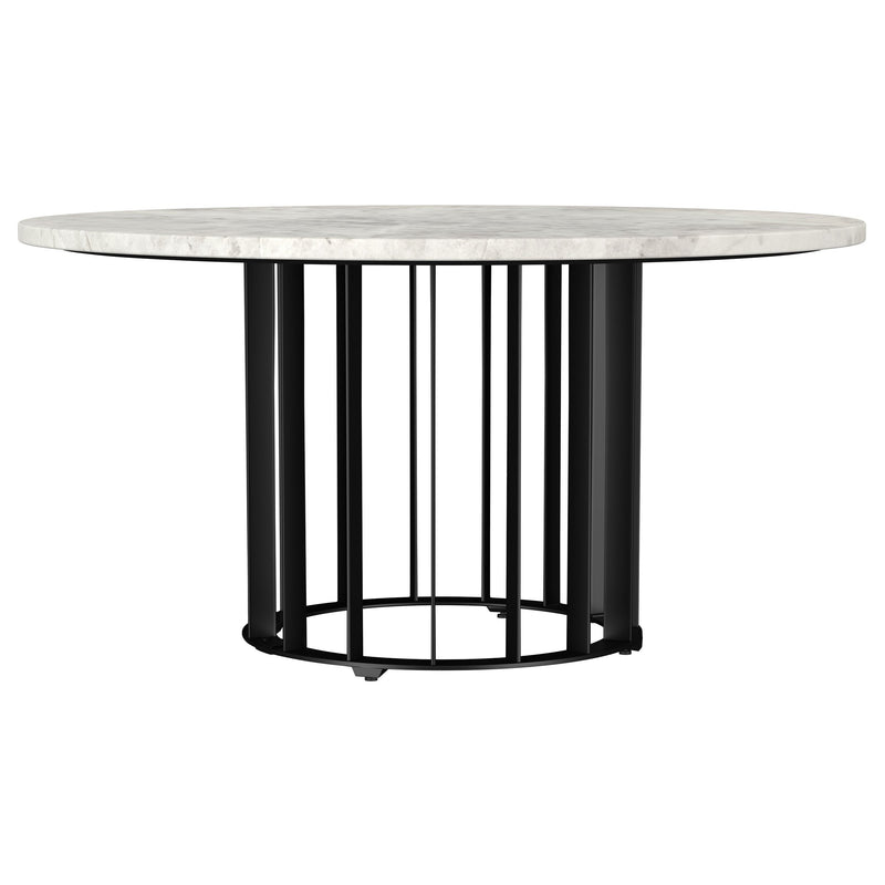 Haven  Round Marble Coffee and End Table Set Black